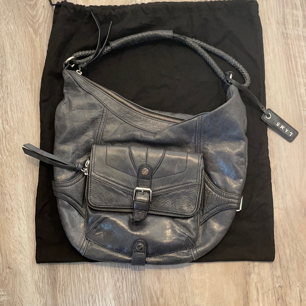 Leather L.A.M.B. Shoulder bag w/ silver hardware